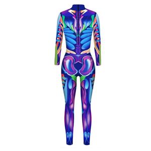 Futuristic Robot Colorful 3D Printed Unitard Humanoid High Neck Bodysuit Halloween Costume N21402