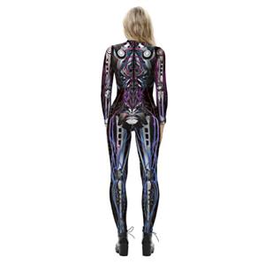 Futuristic Robot 3D Printed Unitard Humanoid Alien Elastic Bodysuit Halloween Cosplay Costume N21403