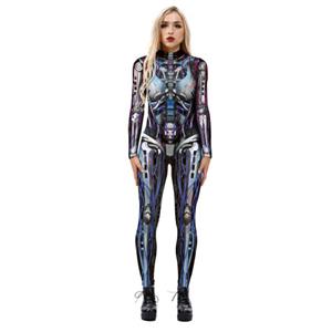 Futuristic Robot 3D Printed Unitard Humanoid Alien Elastic Bodysuit Halloween Cosplay Costume N21403