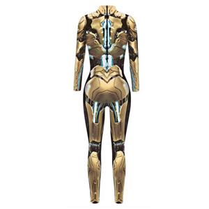Futuristic Iron Robot 3D Printed Unitard Humanoid Elastic Bodysuit Halloween Cosplay Costume N21404