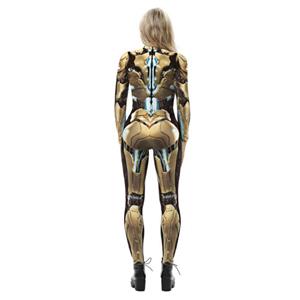 Futuristic Iron Robot 3D Printed Unitard Humanoid Elastic Bodysuit Halloween Cosplay Costume N21404