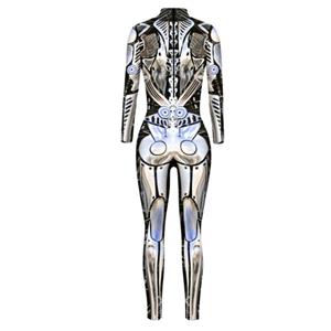 Futuristic Iron Robot 3D Printed Unitard Humanoid Bodysuit ET Halloween Cosplay Costume N21405