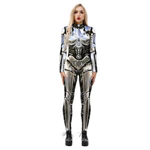 Futuristic Iron Robot 3D Printed Unitard Humanoid Bodysuit ET Halloween Cosplay Costume N21405