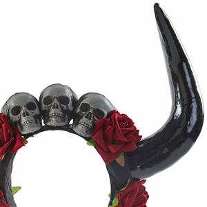 Gothic Dark Rose Imitation Ox Horn Skull Head Halloween Hair Accessory J22905