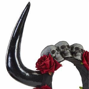 Gothic Dark Rose Imitation Ox Horn Skull Head Halloween Hair Accessory J22905