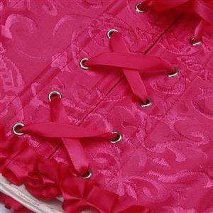 Rose Lace-Up Dance Bustier Corset with Ruffle Shoulder Straps and Scalloped Hem N23800