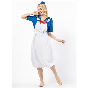 4PCS Retro Women's Sailor Costume Sailor Shirt and Suspenders Cosplay Set N18303