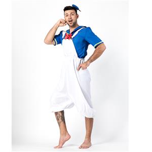 4PCS Retro Men's Sailor Costume Sailor Shirt and Suspenders Cosplay Set N18304