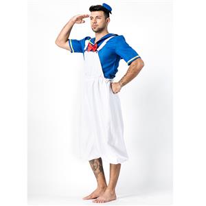 4PCS Retro Men's Sailor Costume Sailor Shirt and Suspenders Cosplay Set N18304