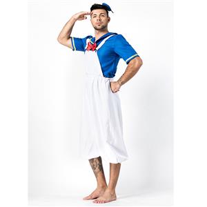 4PCS Retro Men's Sailor Costume Sailor Shirt and Suspenders Cosplay Set N18304