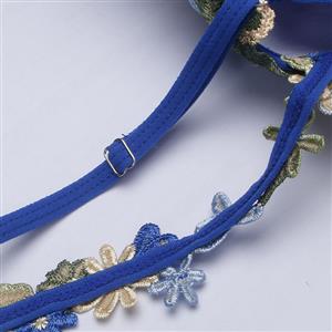 Sapphire Blue Corset - Floral Embroidered Bustier with Adjustable Straps & Back Seam Detailing N237821
