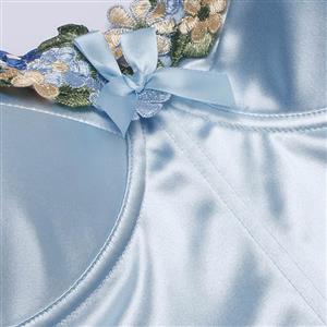 Sapphire Blue Corset - Floral Embroidered Bustier with Adjustable Straps & Back Seam Detailing N237822