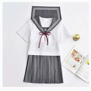 Cute Navy Collar Bow Short Academy Uniform Sets School Girl Cosplay Costume N20554