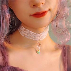 Lovely Seashell Pendant Lace Choker Mermaid Cosplay Jewelry Handmade Necklace J21463