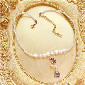 Fashion Artificial Pearl Choker Seashell Pendant Mermaid Cosplay Jewelry Handmade Necklace J21465