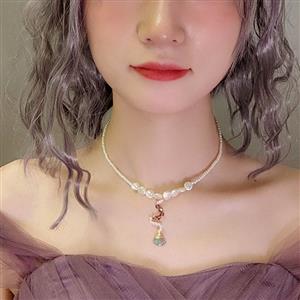 Fashion Artificial Pearl Choker Seashell Pendant Mermaid Cosplay Jewelry Handmade Necklace J21465