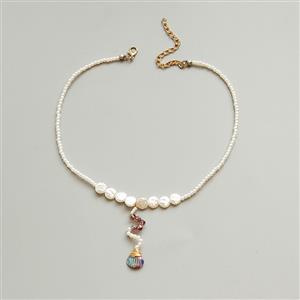 Fashion Artificial Pearl Choker Seashell Pendant Mermaid Cosplay Jewelry Handmade Necklace J21465
