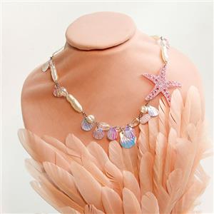 Lovely Seashell Starfish Choker Artificial Pearl Mermaid Cosplay Jewelry Handmade Necklace J21464