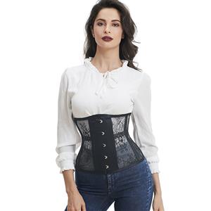 Cheap Corset for Womens, Waist Cincher Corset, See-through Steel Boned Corset, Black Underbust Corset, Mesh Underbust Corset, Women's Vintage Corset, #N17535