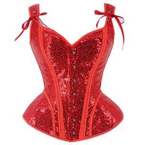 Sequin Shaping Tank Tops Corset, Steampunk Cosplay Party Corset, Steampunk Strapless Body Shaper Waist Cincher Corset, Steampunk Overbust Corset #N23459