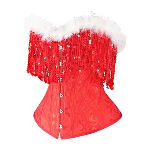Christmas Sequin Fringe Corset Women Waist Slim Fit Satin Corset Tie Decorative Corset N23460