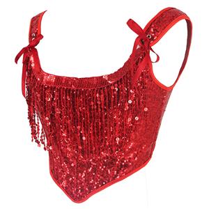 Contrast Sequin Hanky Hem Cami Top, Club Wear Solid Sleeveless Top, Women's Clothing N23462