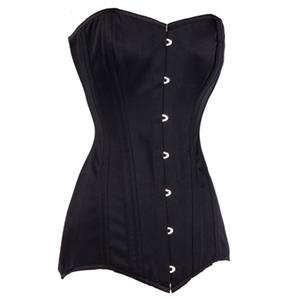 Sexy Retro Black Busk Closure 20 Plastic Bones Overbust Corset N22636