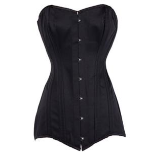 Sexy Retro Black Busk Closure 20 Plastic Bones Overbust Corset N22636