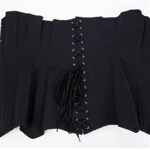 Sexy Retro Black Busk Closure 20 Plastic Bones Overbust Corset N22636