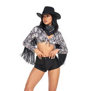 4pcs Women's Sexy Long Sleeve Exposing Navel Top and Sexy Short Pants N22578