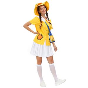 5Pcs Women's Cute Little Yellow Duck Short Sleeve Tops Skirt Suit Adult Cosplay Costume N20802