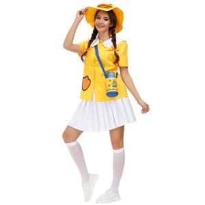5Pcs Women's Cute Little Yellow Duck Short Sleeve Tops Skirt Suit Adult Cosplay Costume N20802