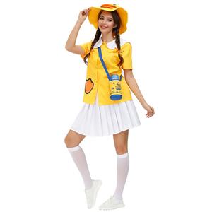 5Pcs Women's Cute Little Yellow Duck Short Sleeve Tops Skirt Suit Adult Cosplay Costume N20802