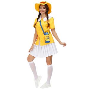 5Pcs Women's Cute Little Yellow Duck Short Sleeve Tops Skirt Suit Adult Cosplay Costume N20802