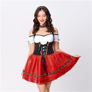 Adorable Alice Off-the-shoulder Slim Waist Lace-up Mini Dress Role Play Costume N20165