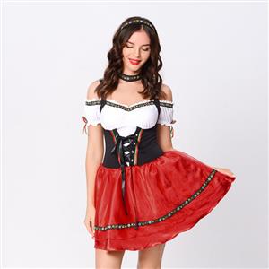 Adorable Alice Off-the-shoulder Slim Waist Lace-up Mini Dress Role Play Costume N20165