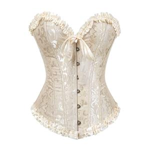 Sexy Apricot Busk Closure Embroidered Burlesque Corset N22776