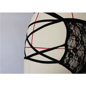 Sexy See-through Black Halter Strappy Bandage Cut-out Bodysuit Teddies Lingerie N19260
