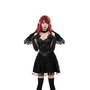 Sexy Naughty Terrifying Sleeveless Black Angel Cosplay Costume N22576