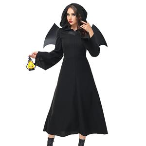 Sexy Naughty Long Sleeve One-piece Hooded Dress Black Angel Cosplay Costume N23237