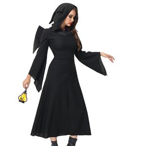 Sexy Naughty Long Sleeve One-piece Hooded Dress Black Angel Cosplay Costume N23237