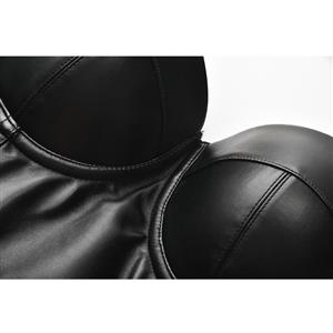 Sexy Black Matt Metal Chain Shoulder Straps Bustier Clubwear Bra Crop Top N21165