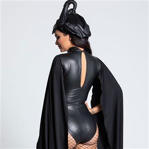 Sexy Black PU Chest Leakage Catsuit Halloween Costume N22589