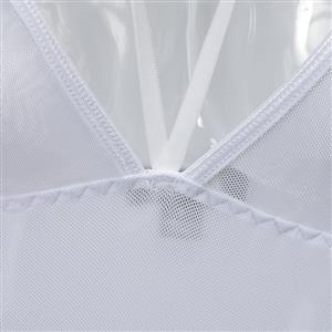 Sexy White Deep V See-through Mesh Strappy Teddy Lingerie N14487