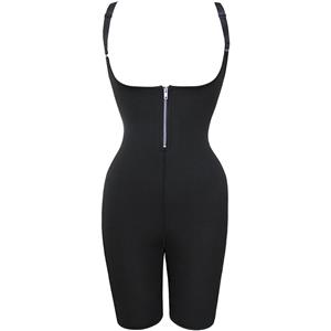 Women's Full Body Shape Neoprene Black Front Zipper Open Bust Bodysuit N15274