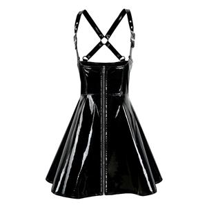 Sexy Black PVC Suspender Skirt Clubwear Dress N12153