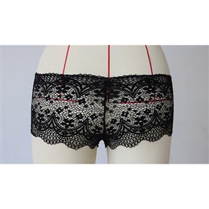 Sexy High-Waist Lace See-thought Black Plus Size Panty PT19274