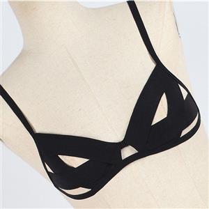 Sexy Black Hollow Out Cross Straps Elasticity Beachwear Bikini Three-point Lingerie Set N21282