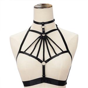 Sexy Hollowed Straps Lingerie Black Bundle Elastic Open Bra N18149