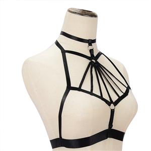 Sexy Hollowed Straps Lingerie Black Bundle Elastic Open Bra N18149